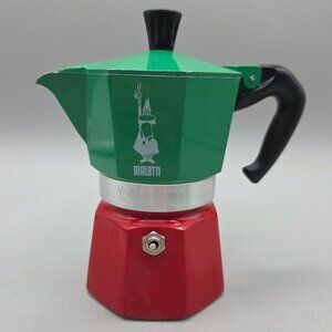 Bialetti Moka Express Stovetop Italian Espresso Maker Green Red Italy 4.4 Oz